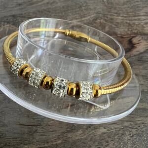 🍭6/$30 Gold tone rhinestone studded magnetic clasp elegant fancy bracelet